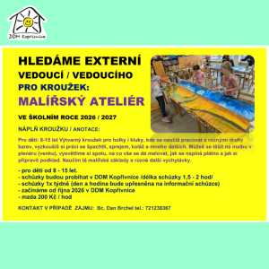 Hledáme externího vedoucího kroužku MALÍŘSKÝ ATELIÉR